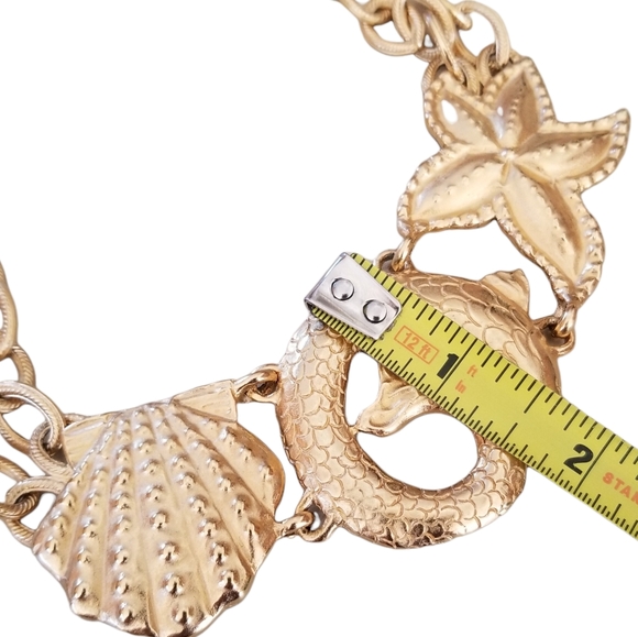 Vintage Diane Von Furstenberg Couture Gold Tone Nautical Statement Necklace - Picture 12 of 14